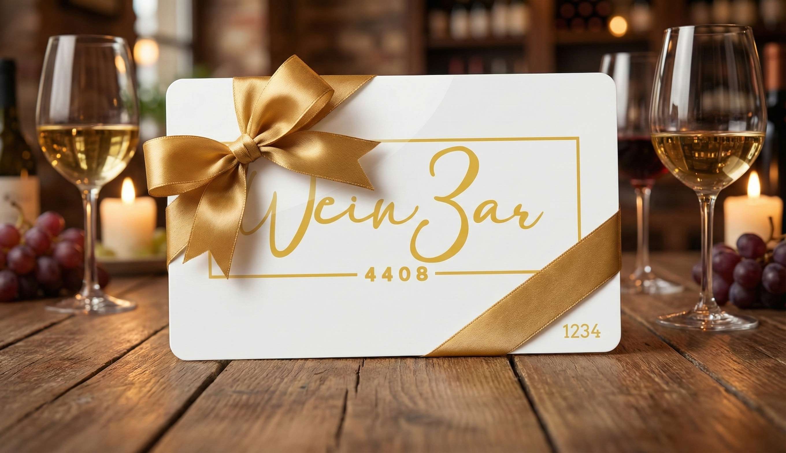 Ein stilvoll verpackter Geschenkgutschein der Weinbar 4408